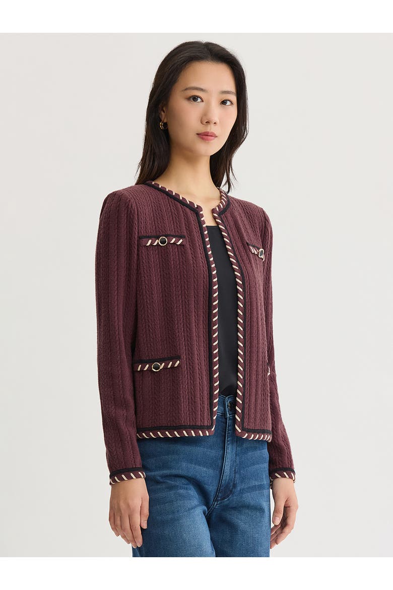 Heritage Whipstitch Cable Knit Jacket, Alternate, color, Mahogany/Biscotti/Black