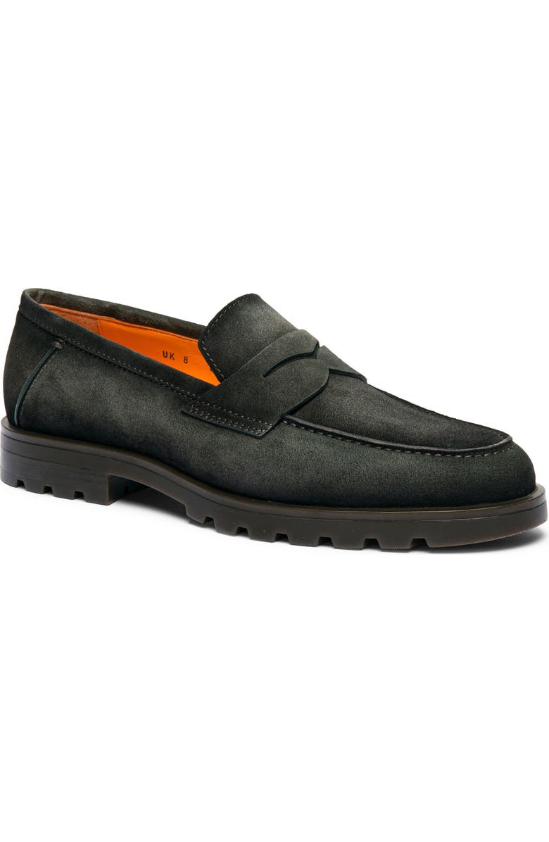 Santoni Rock Penny Loafer, Main, color, Green