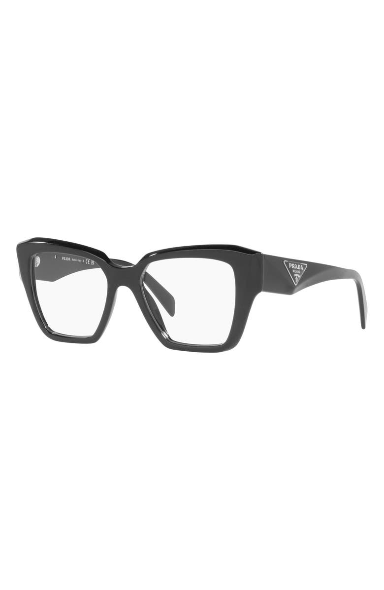 Prada 51mm Square Optical Glasses, Alternate, color, Black