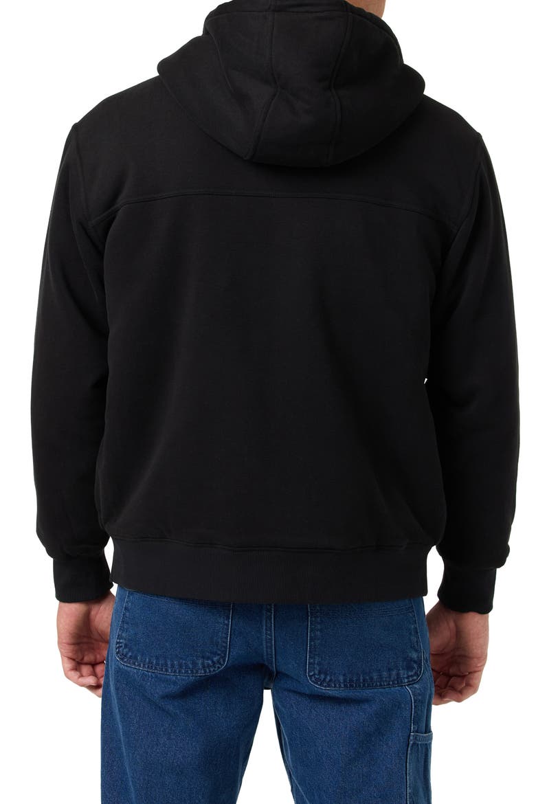 High Pile Fleece Zip Front Hoodie, Alternate, color, BLACK