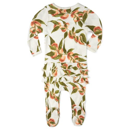 Milkbarn Organic Cotton Ruffle Zipper Footed Romper In Orange