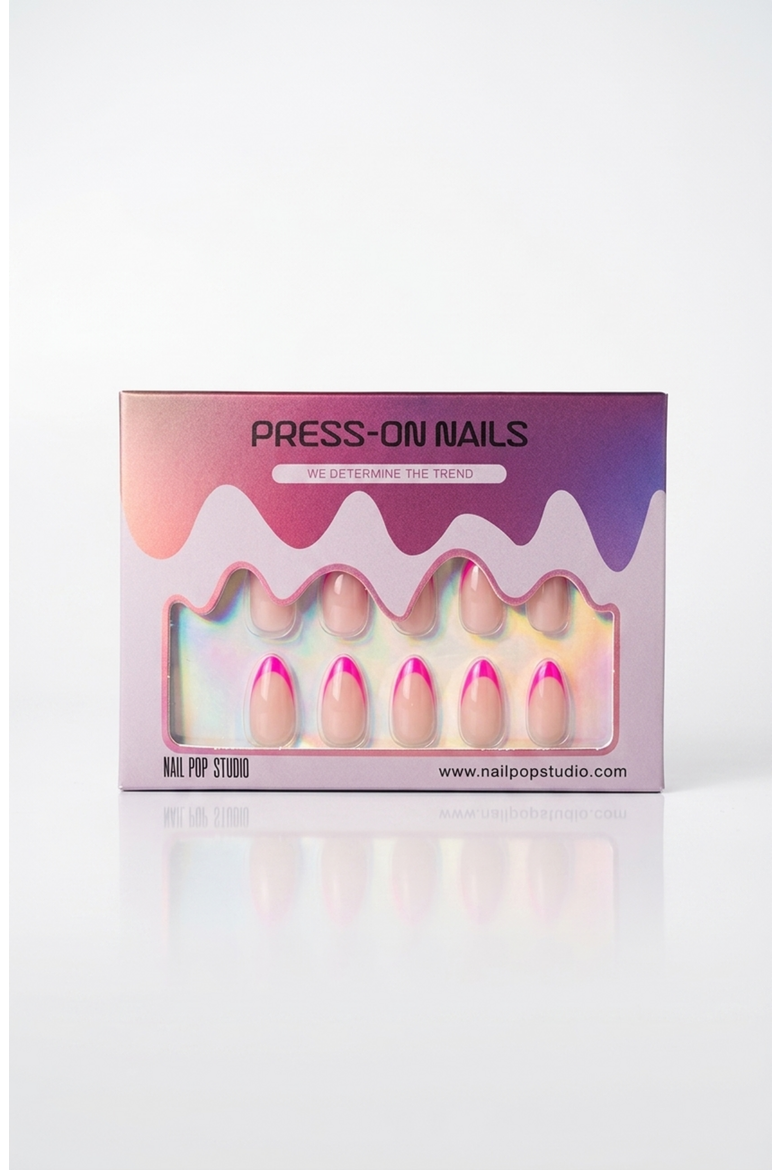 Summer Berry French Almond Nails, Main, color, Summer Berry