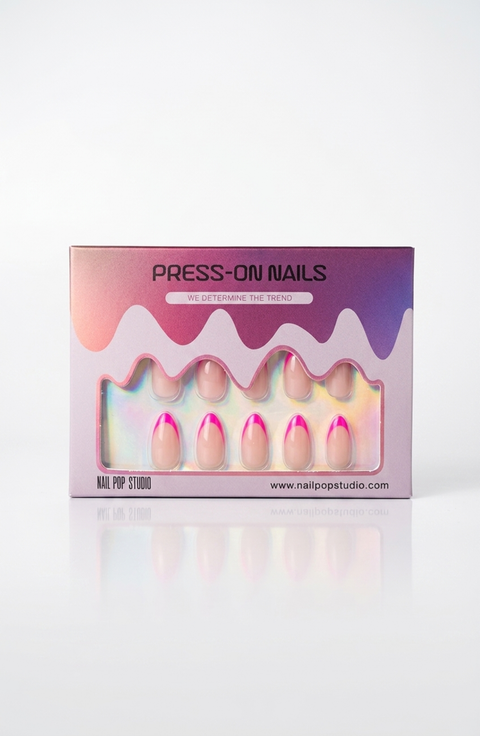 Summer Berry French Almond Nails