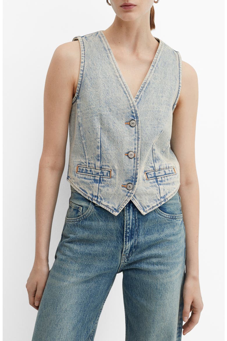 Taylor Crop Denim Vest, Main, color, DENIM
