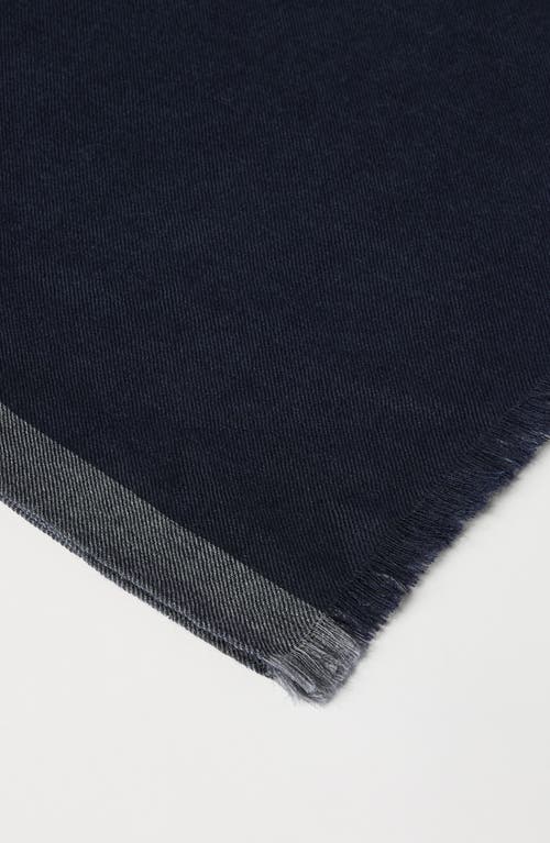 Brunello Cucinelli Cashmere And Silk Scarf With Stripe In Blue