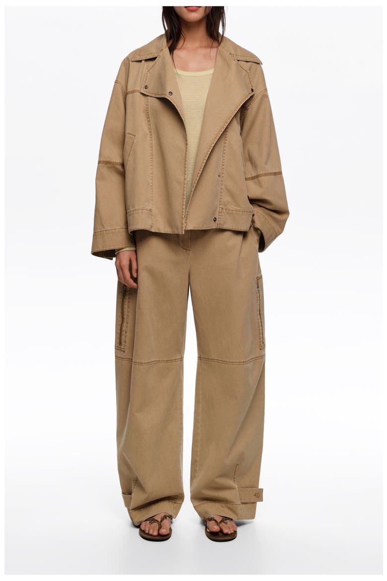 Washed Double-Breasted Jacket, Main, color, CAMEL