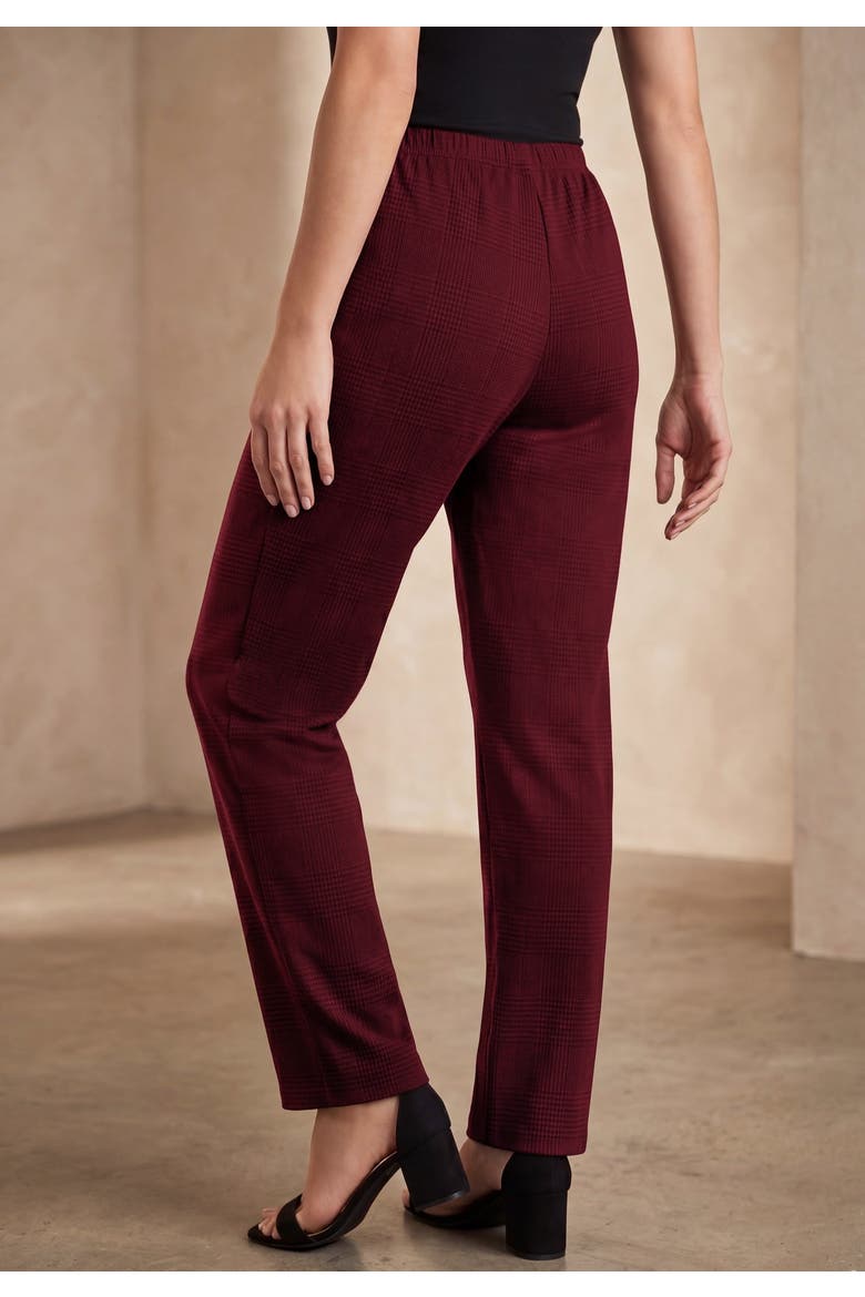 Everyday Stretch Cotton Straight Leg, Alternate, color, RICH BURGUNDY GLEN PLAID