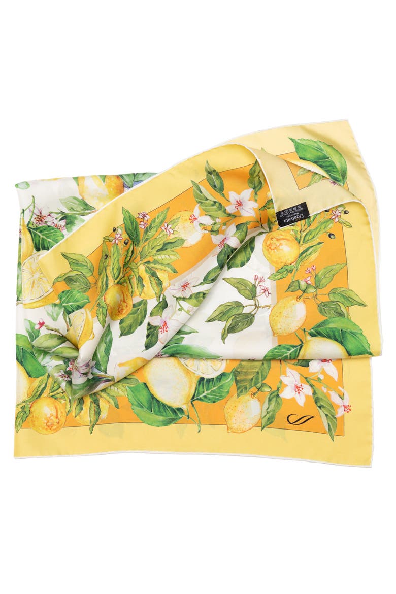 Limoni Fioriti - Silk Foulard for Women, Alternate, color, Yellow