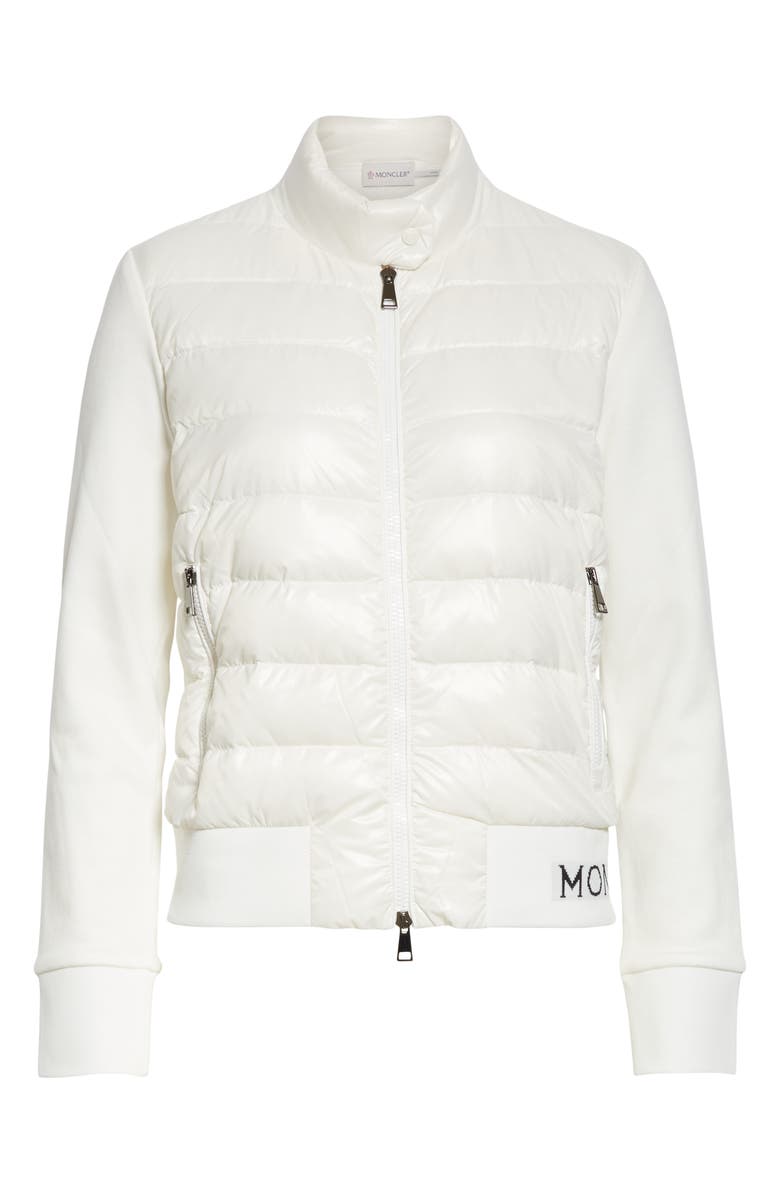 Moncler Lacquered Quilted Down Front Sweatshirt, Alternate, color, 