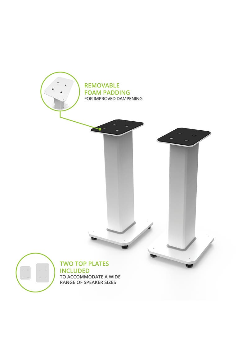 SX22 22" Tall Fillable Speaker Stands with Isolation Feet - Pair, Alternate, color, White