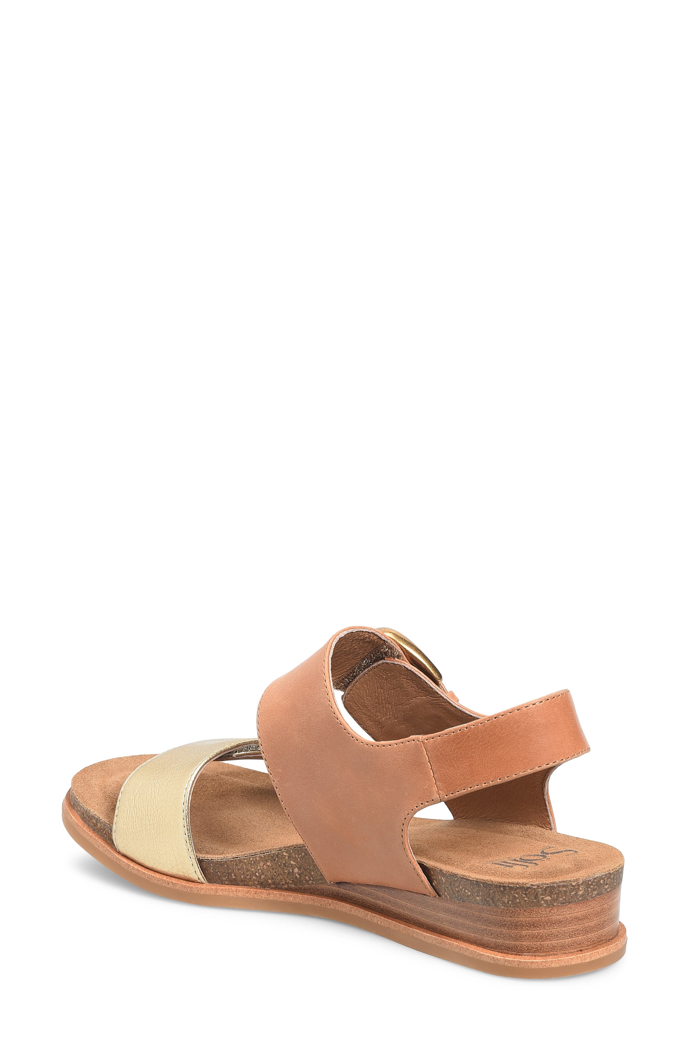 Peggie Wedge Sandal, Alternate, color, LUGGAGE/ GOLD