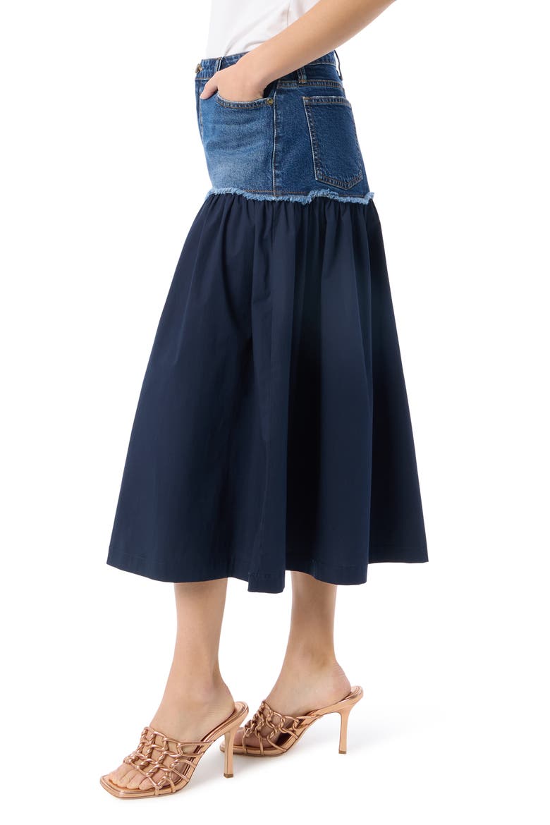 Combo Tiered Denim Maxi Skirt, Alternate, color, OCEANA WASH / NAVY