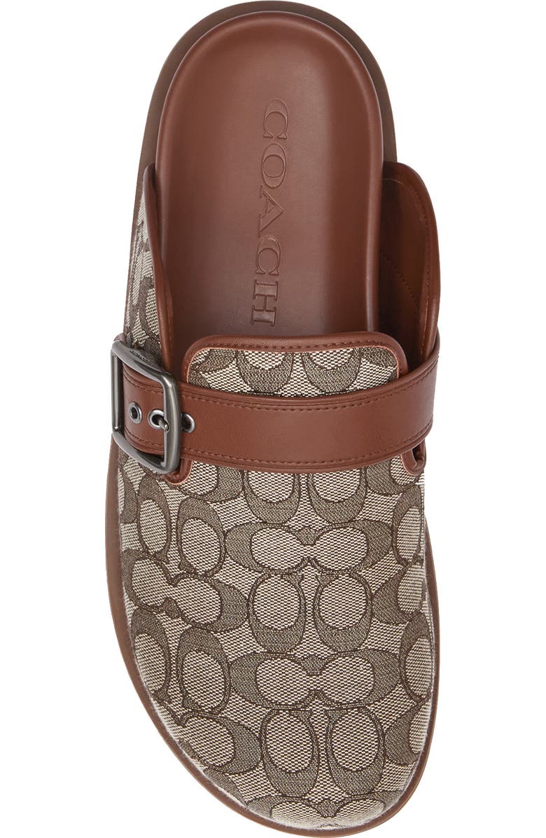 COACH Signature Jacquard Buckle Clog, Alternate, color, Oak/ Vintage Brown