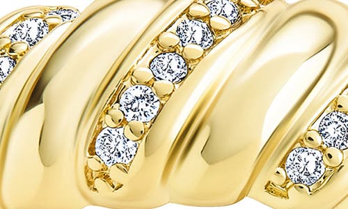 Sterling Forever Tonya Cubic Zirconia Pavé Twisted Ring In Gold