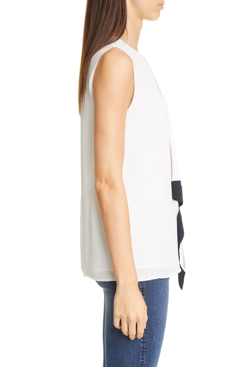 Silk Georgette Sleeveless Blouse, Alternate, color, WHITE/ NAVY