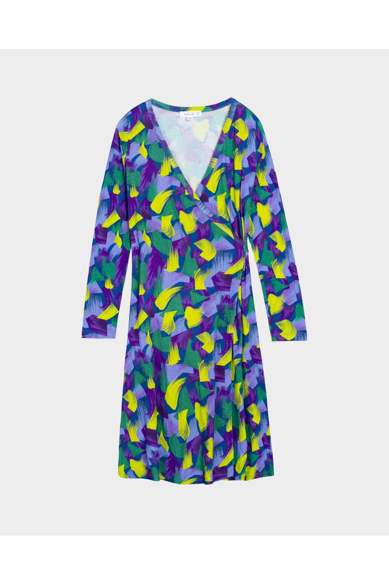 Long Sleeve Printed Wrap Dress, Alternate, color, Spring Geo