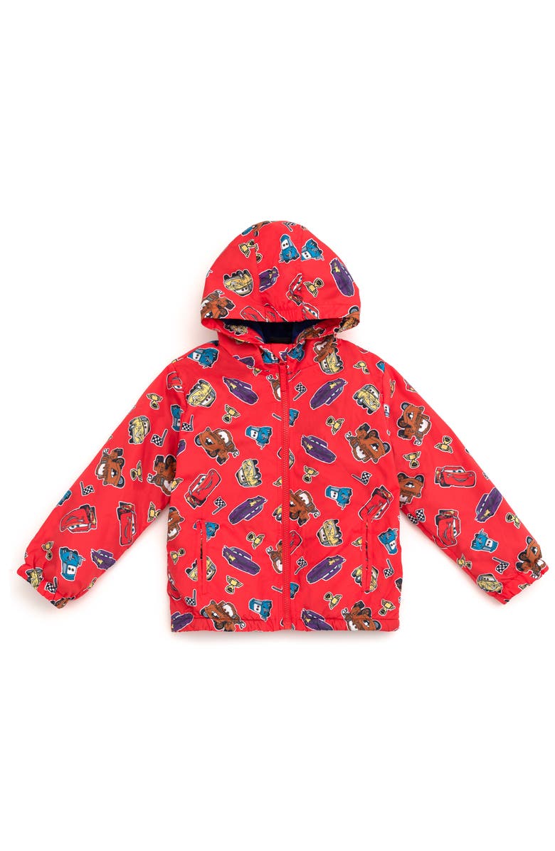 Disney Cars Fleece Hooded Rain Jacket, Main, color, Lightning Mcqueen Red