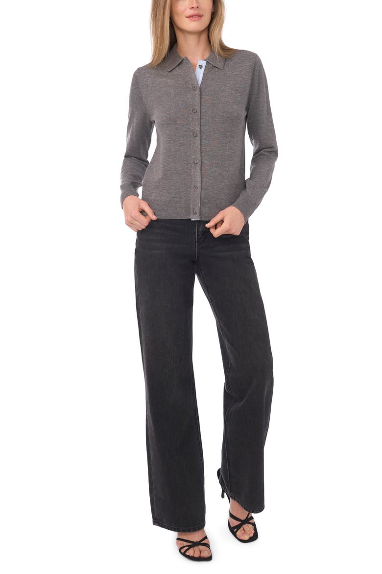Polo Cardigan, Alternate, color, GRAVEL GREY