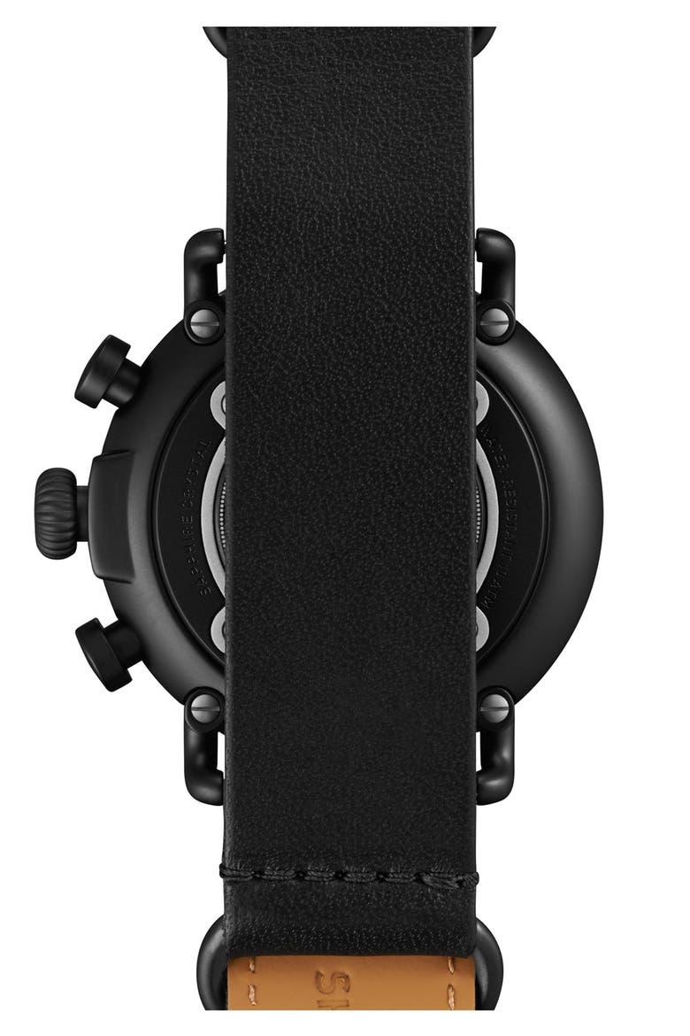 'The Runwell Contrast Chrono' Leather Strap Watch, 41mm, Alternate, color, BLACK