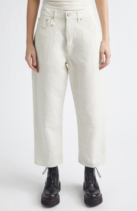 X-Boyfriend Pinstripe Linen & Cotton Pants