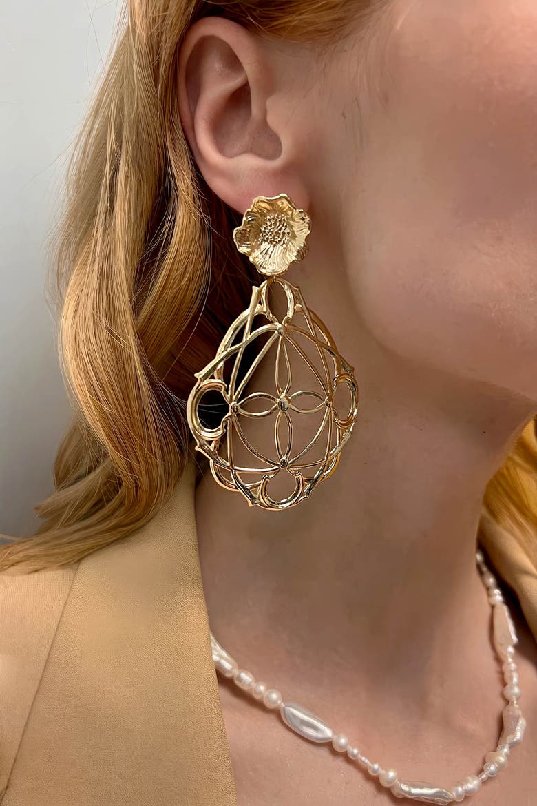 Astra Statement Earrings Gold, Alternate, color, Gold