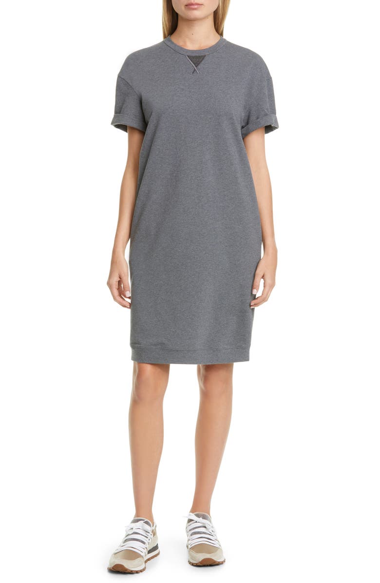 Brunello Cucinelli Brunello Cucinello Monili Detail Sweatshirt Dress, Main, color, 