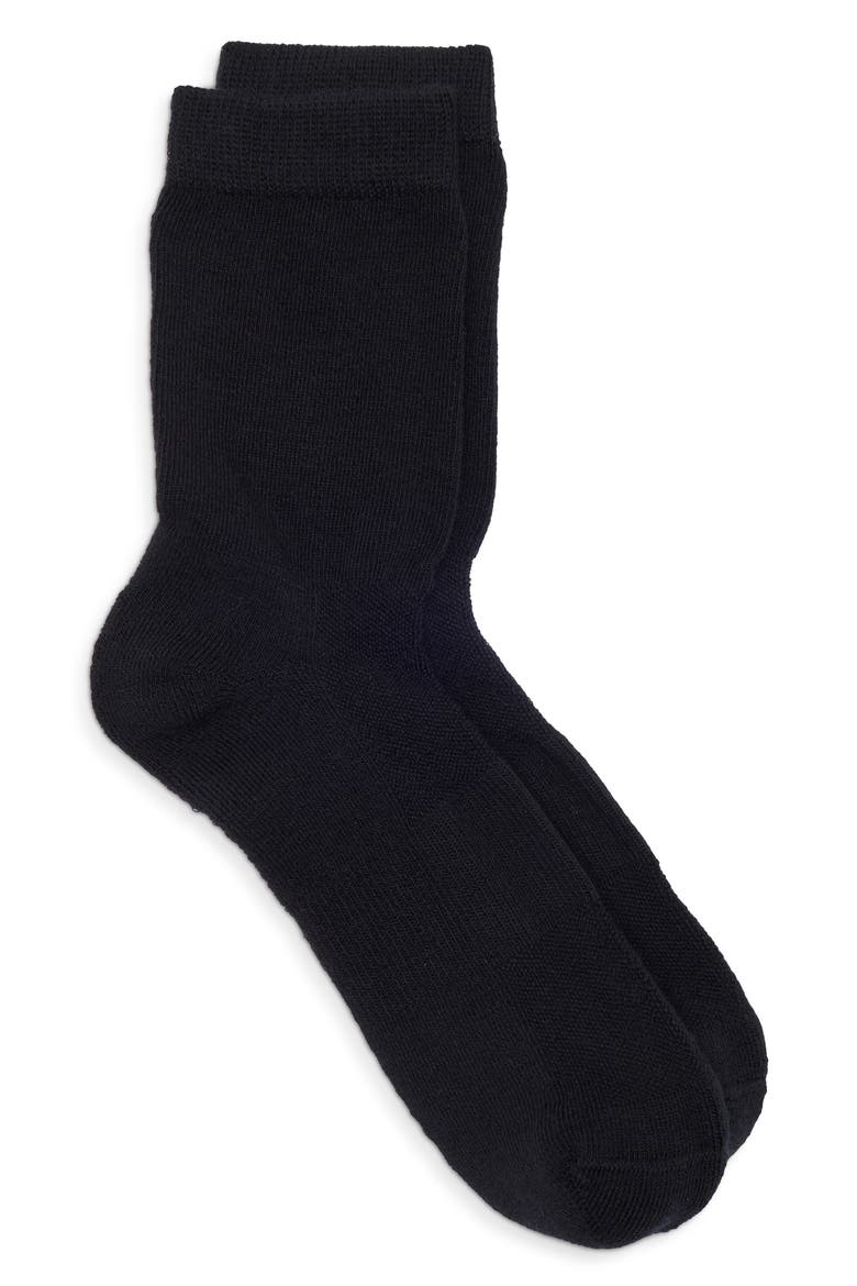 Merino Wool Blend Crew Socks, Main, color, BLACK