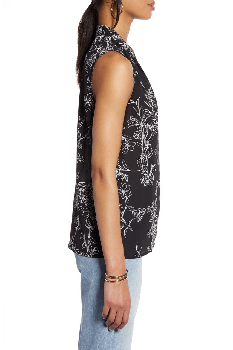 V-Neck Blouse, Alternate, color, BLACK- IVORY C CASPER FLORAL