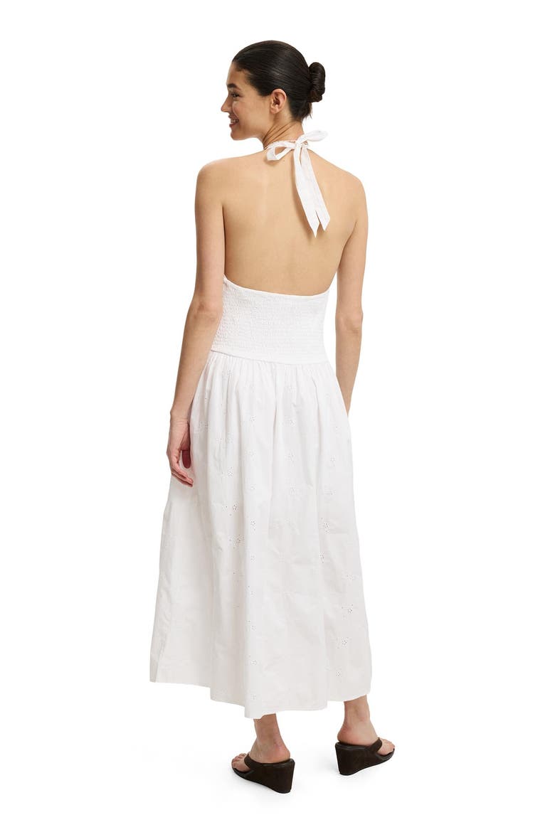 Women's Kaity Halter Midi Dress, Alternate, color, White Broderie