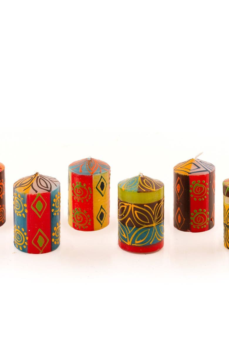 Thumbprint Artifacts Desert Rose Painted Voltive Candles - Set of 6, Main, color, Desert Rose - 2"