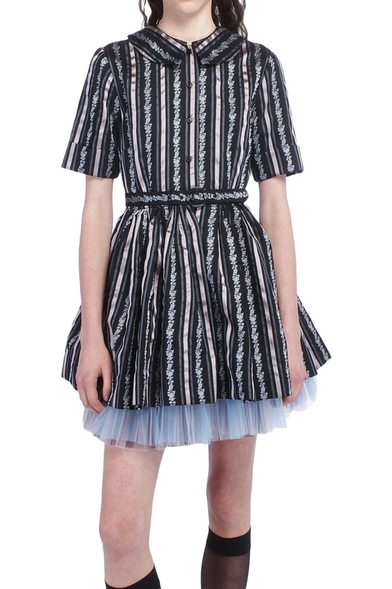 Ribbon Roses Belted Mini Dress, Alternate, color, BLACK MULTI