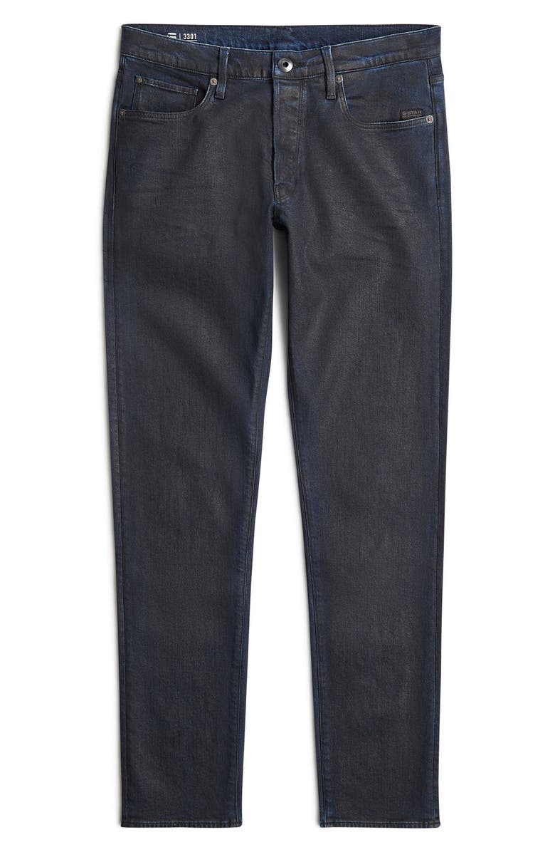 G-STAR 3301 Slim Fit Jeans, Alternate, color, Worn In Lunar Blue Coated