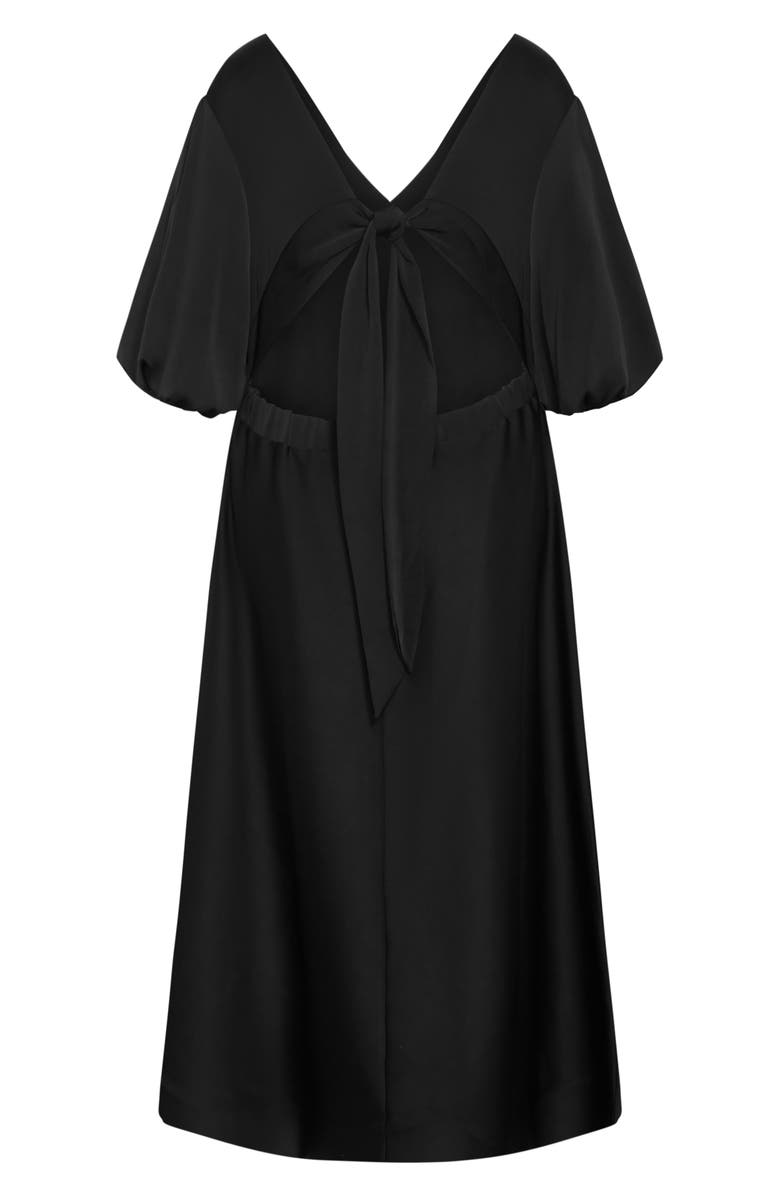 City Chic Lula Puff Sleeve Back Bow Midi Dress, Alternate, color, 