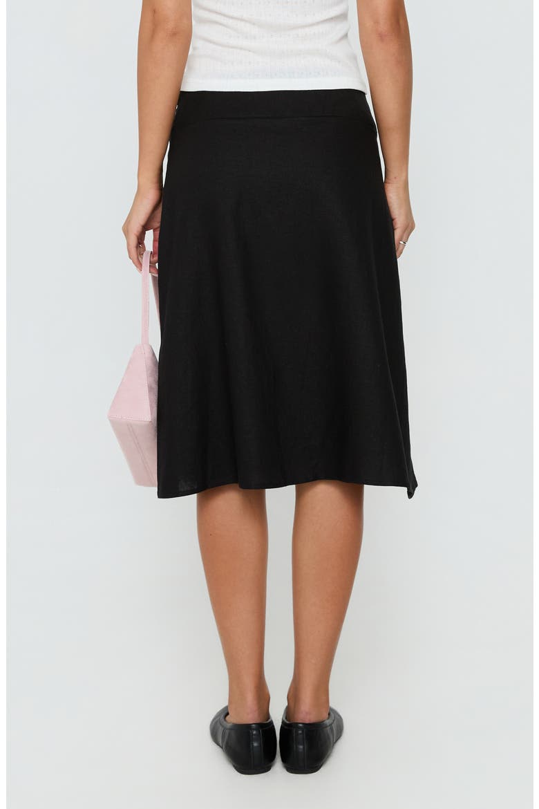 Such Delight Linen Blend Midi Skirt, Alternate, color, BLACK