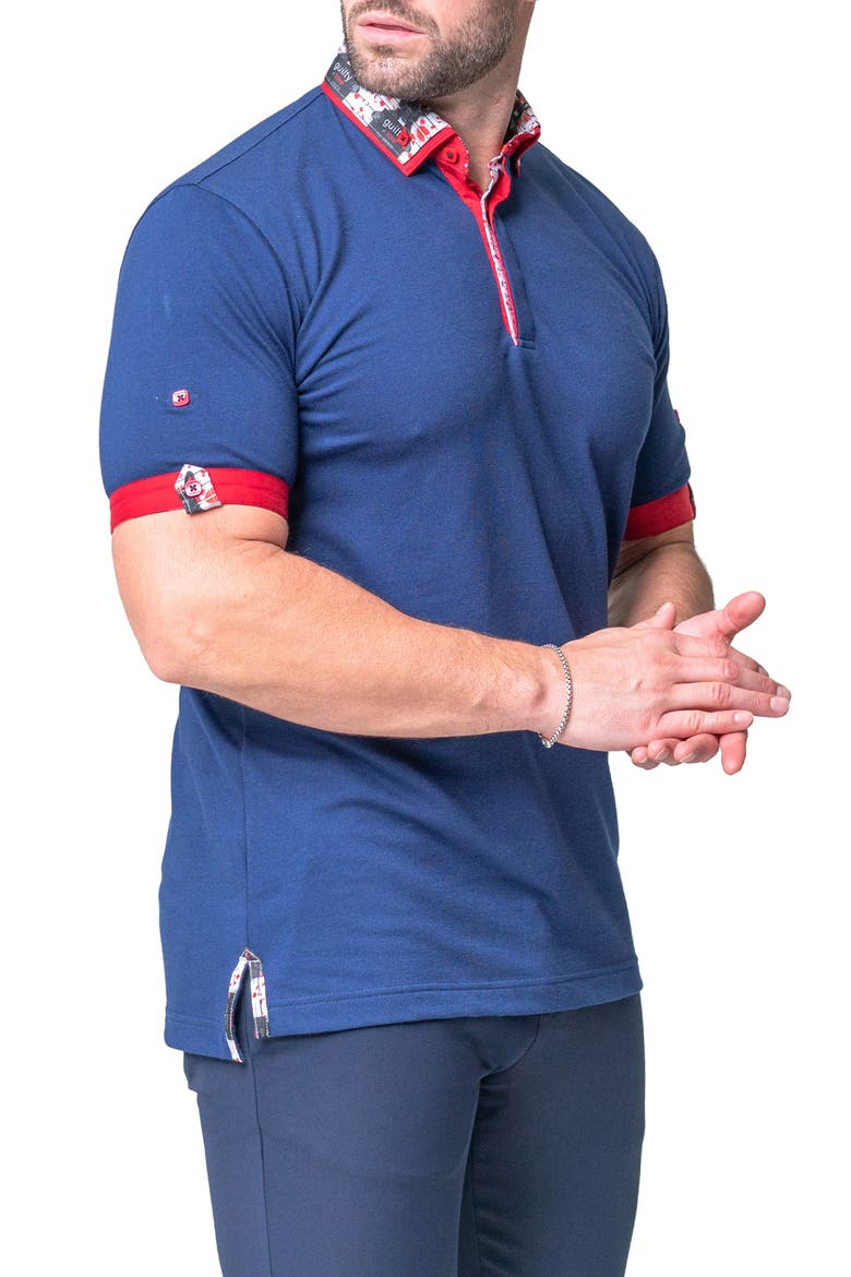 Mozartsolidguilty Blue Piqué Button-Down Polo, Alternate, color, BLUE