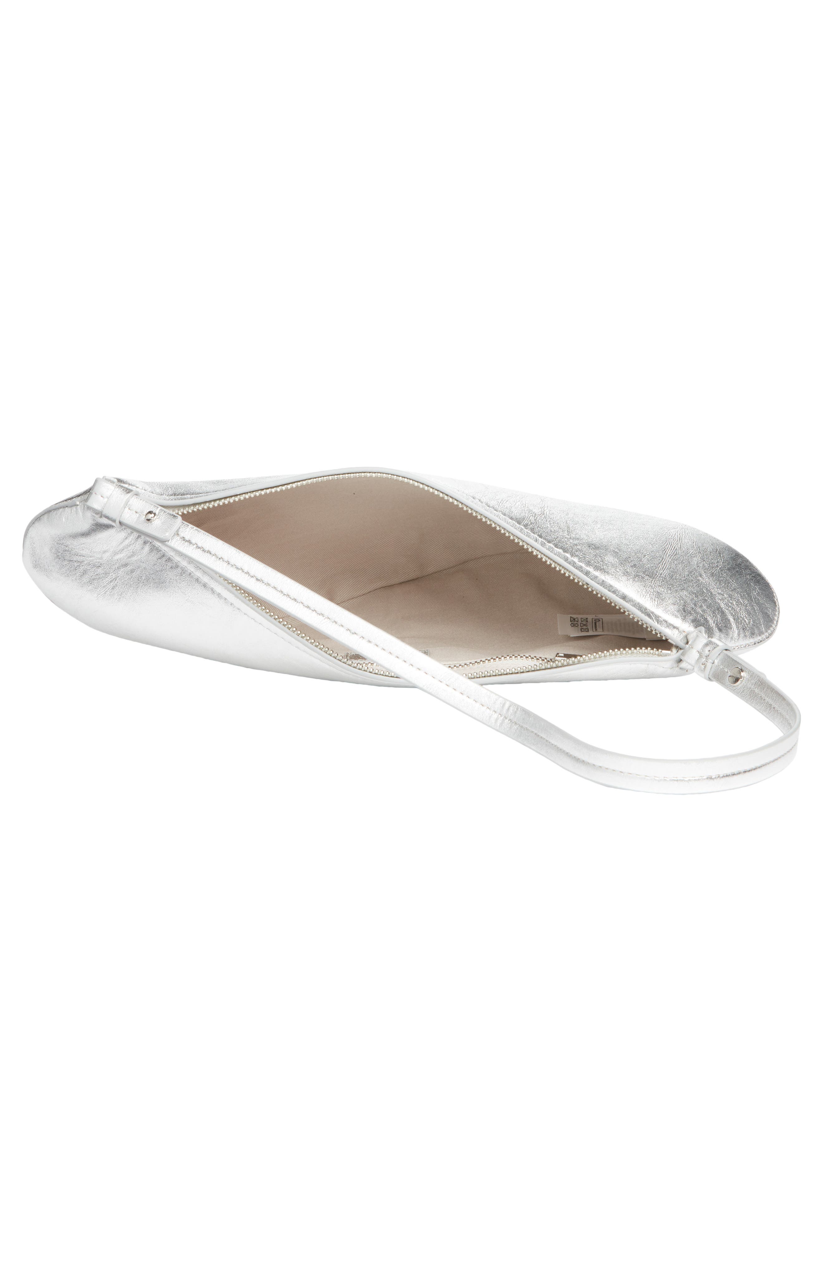 Leather Clutch, Alternate, color, SILVER