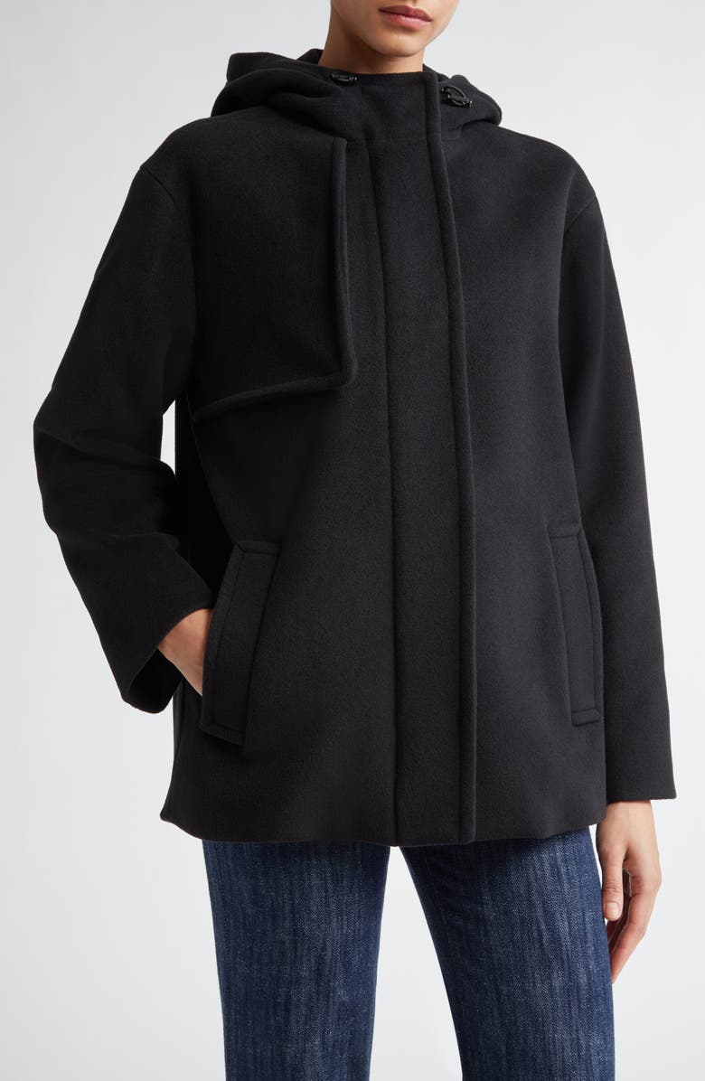 Akris punto Felted Wool Blend Hooded Jacket, Main, color, 