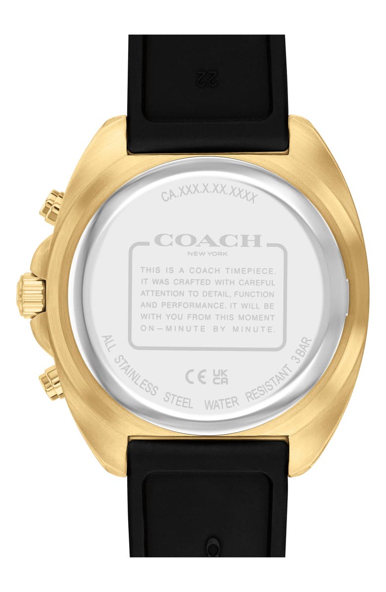 COACH Charter Chronograph Silicone Strap Watch, 44.5mm, Alternate, color, 