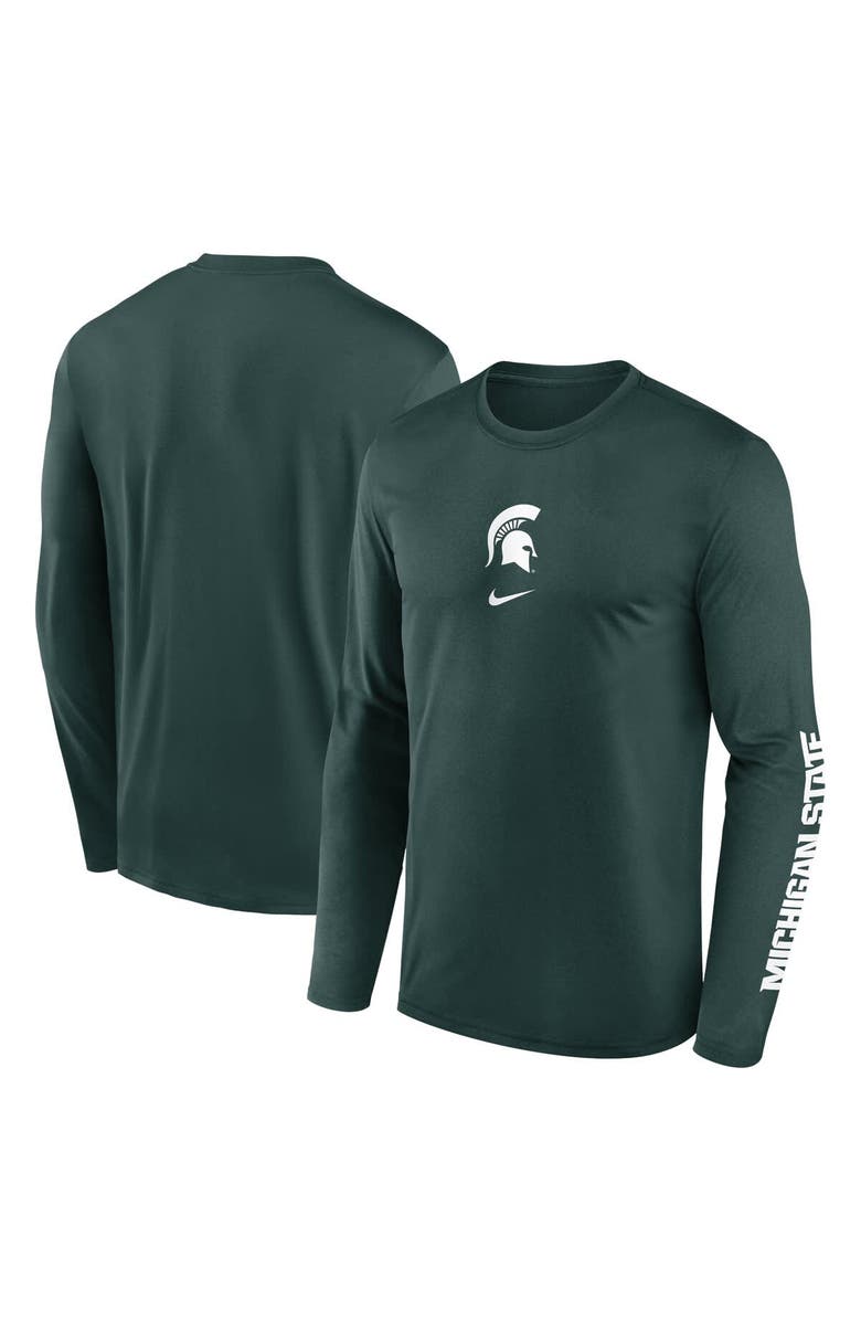 Nike Men's Nike  Green Michigan State Spartans Primetime Two-Hit Legend Dri-FIT Long Sleeve T-Shirt, Main, color, Green