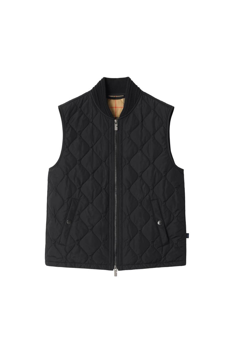 Quilted Nylon Gilet, Alternate, color, Black