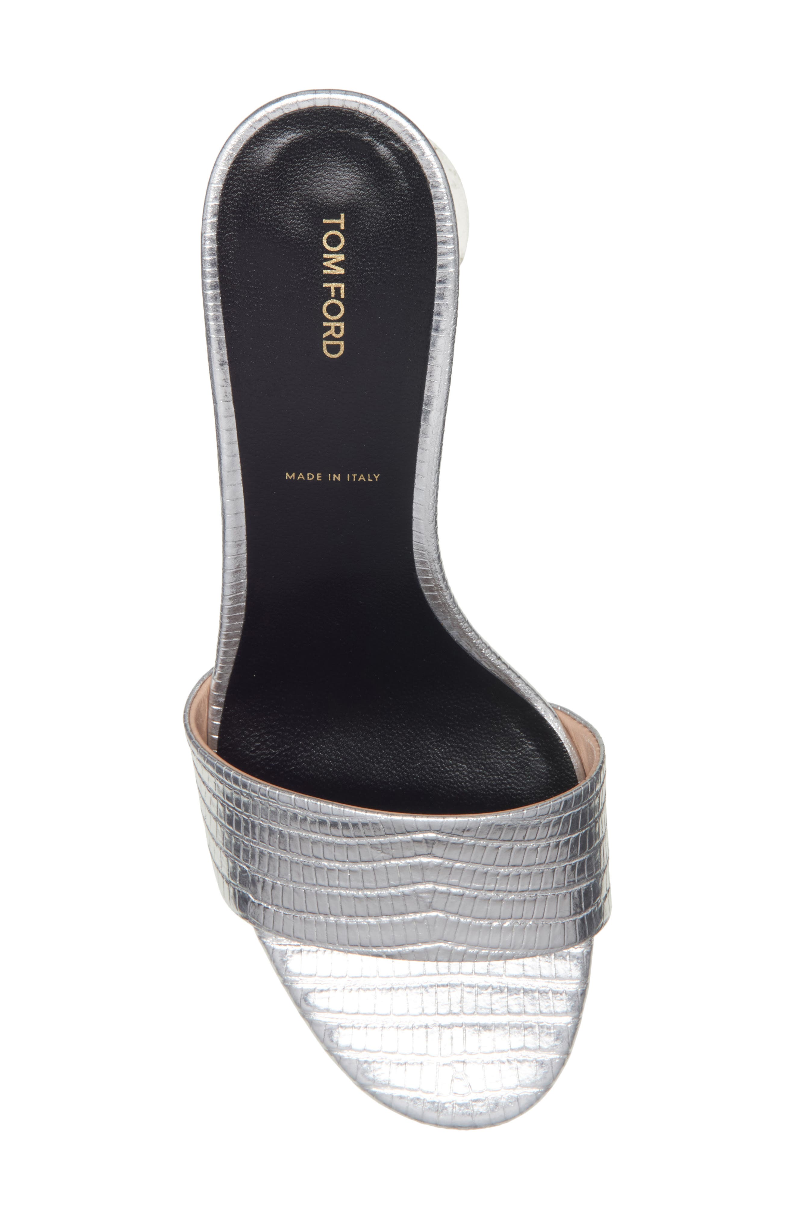 TOM FORD Python Embossed Slide Sandal, Alternate, color, Silver