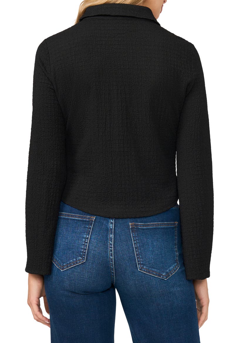 Flare Sleeve Knit Button-Up Shirt, Alternate, color, RICH BLACK