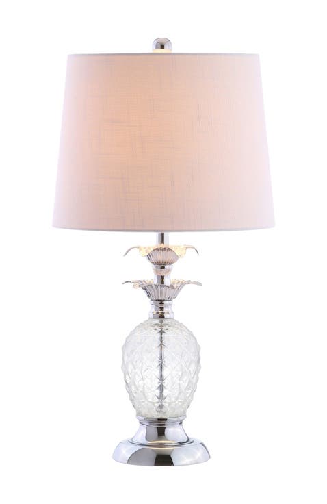 Jane 24" Glass LED Table Lamp, Clear/Chrome