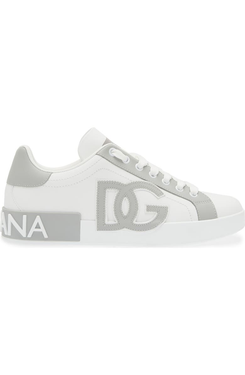 Dolce&Gabbana Portofino Calfskin Sneaker, Alternate, color, Bianco/ Bianco