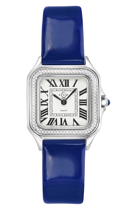 Women's Vanderbilt Diamond Leather Strap Watch, 47mm - 0.038 ctw