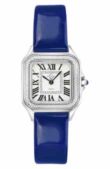 GEVRIL Women's Vanderbilt Diamond Leather Strap Watch, 47mm - 0.038 ctw