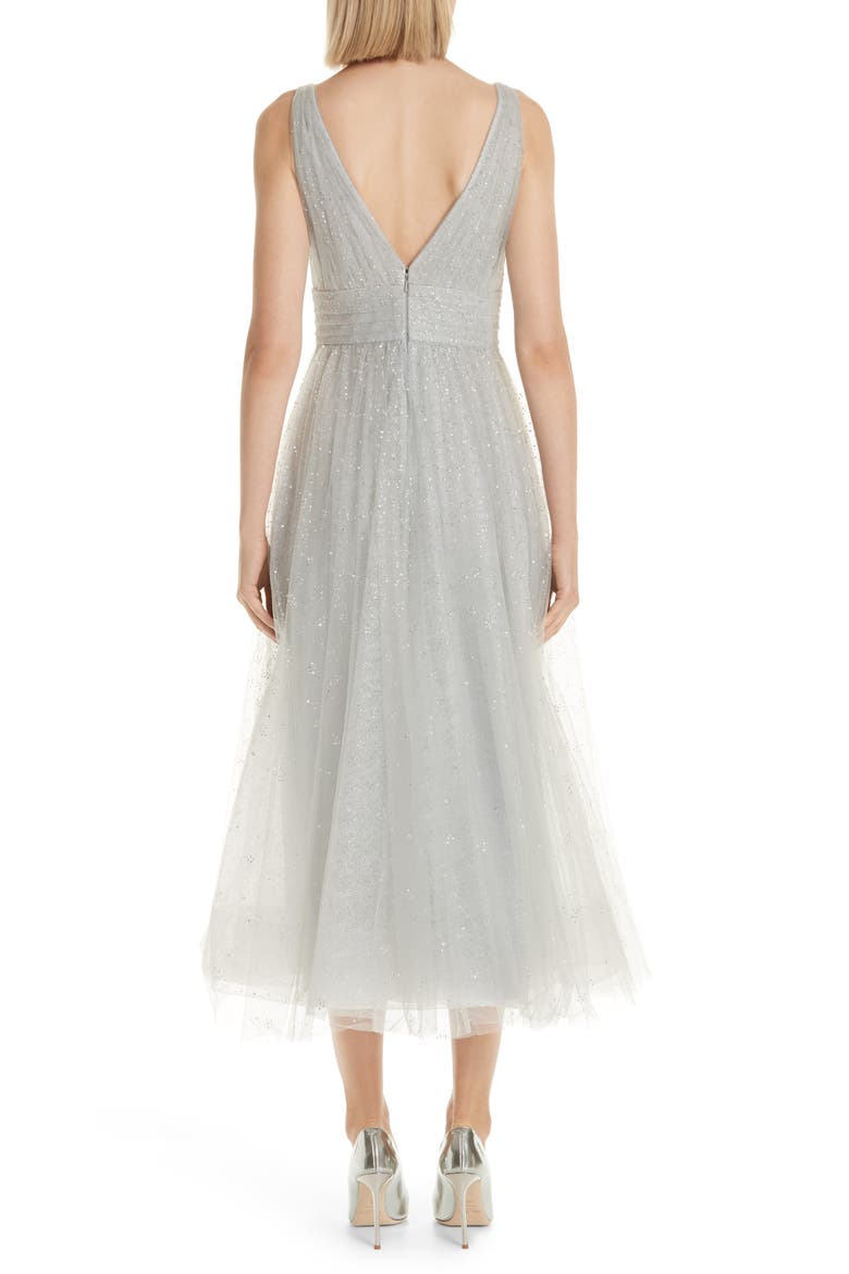 Glitter Tulle Tea Length Dress, Alternate, color, SILVER