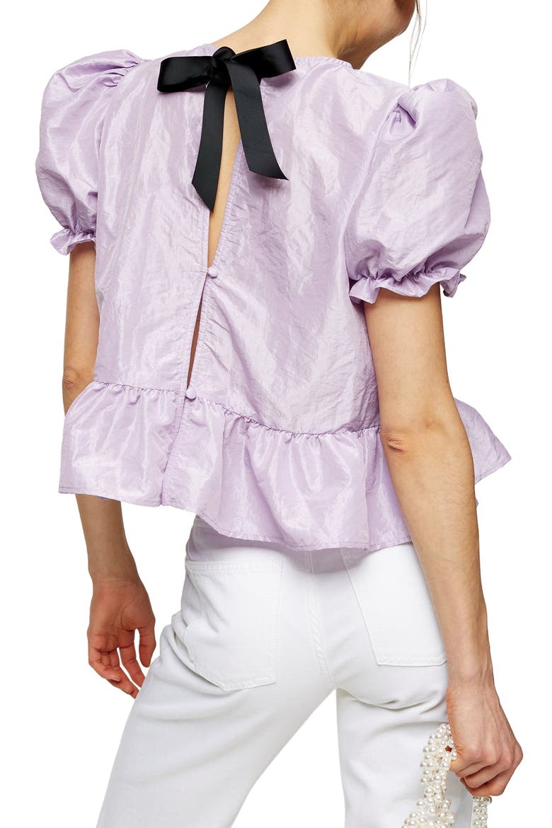 Bow Back Taffeta Blouse, Alternate, color, LILAC