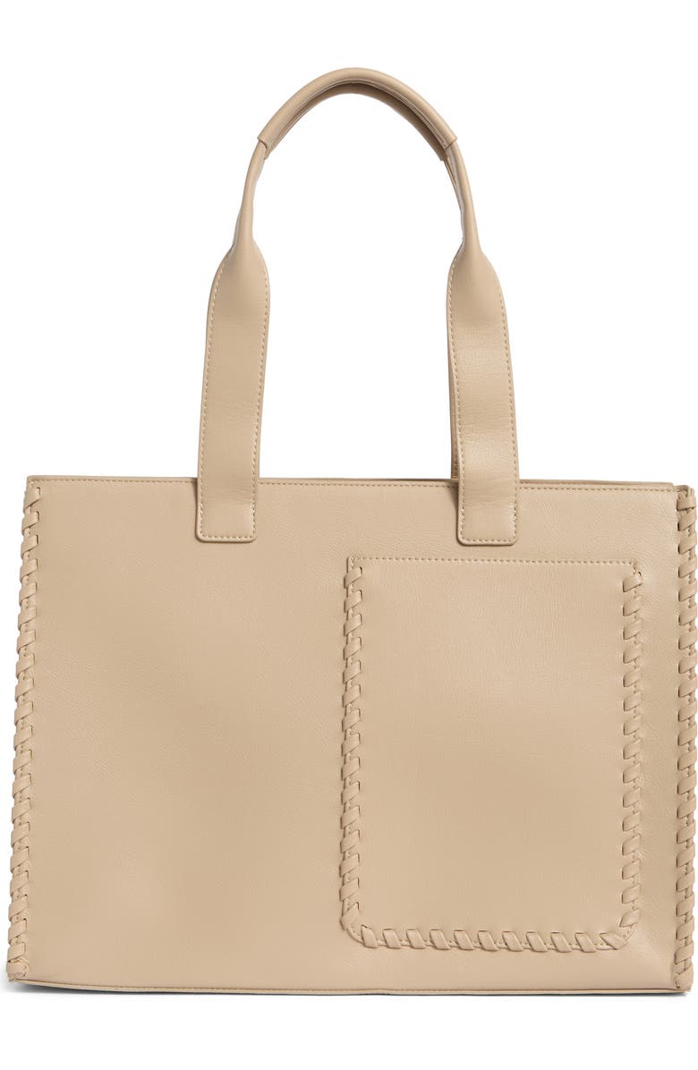 BCBG Whipstitch Tote, Main, color, Taupe