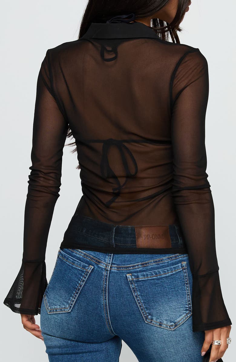 Princess Polly Two of Us Sheer Long Sleeve Shirt, Alternate, color, Black